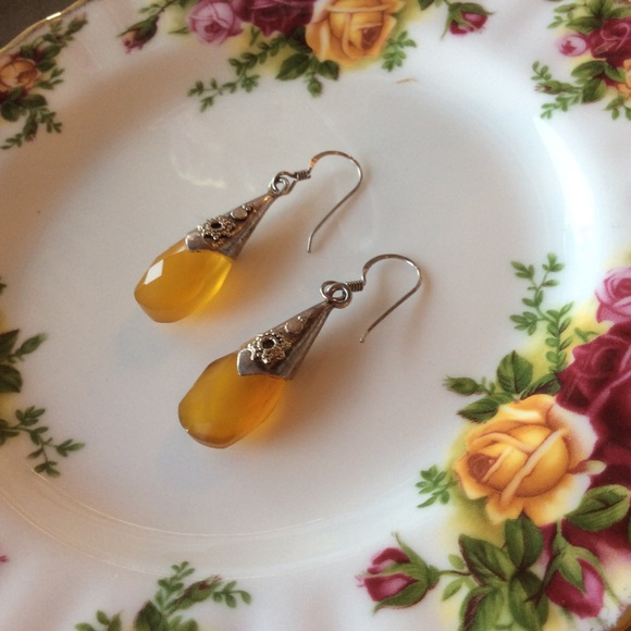 RETIRED LISTING Amber Citrine Faceted Droplet - Picture 6 of 8